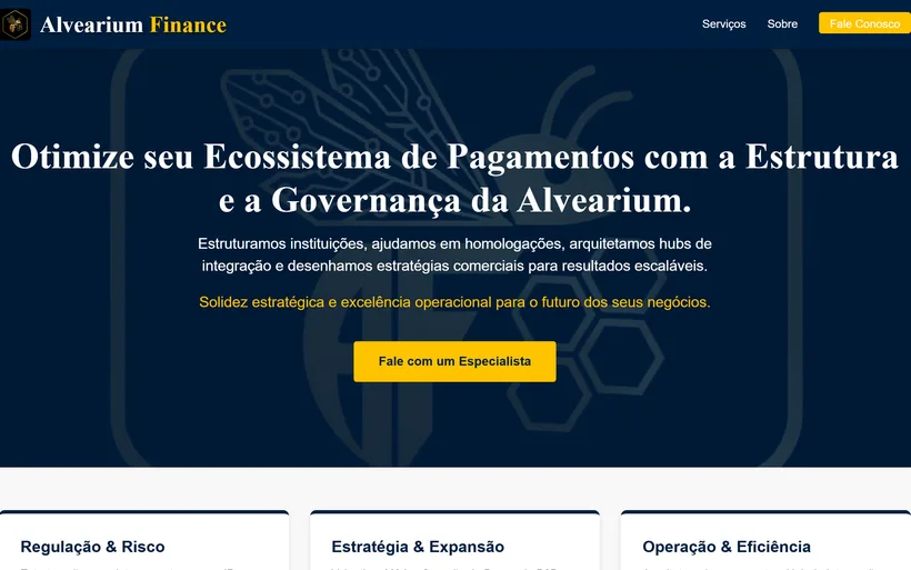 Tela do sistema Alvearium Finance