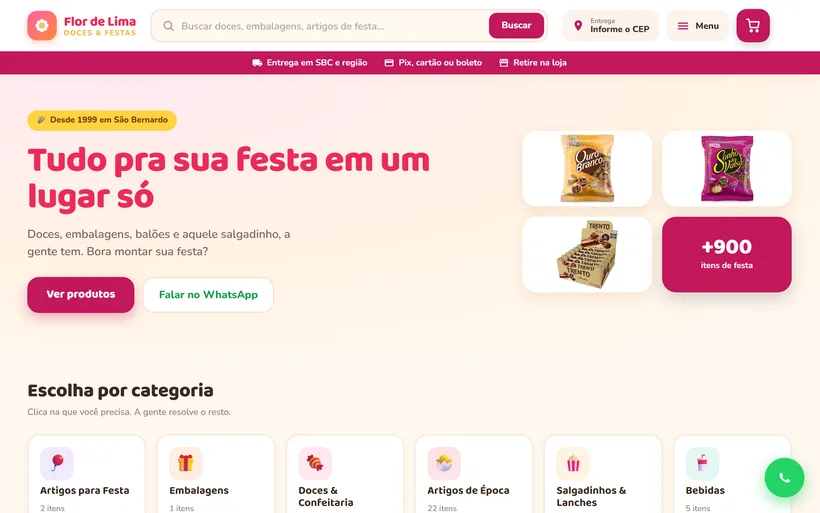Tela do sistema Flor de Lima Doces